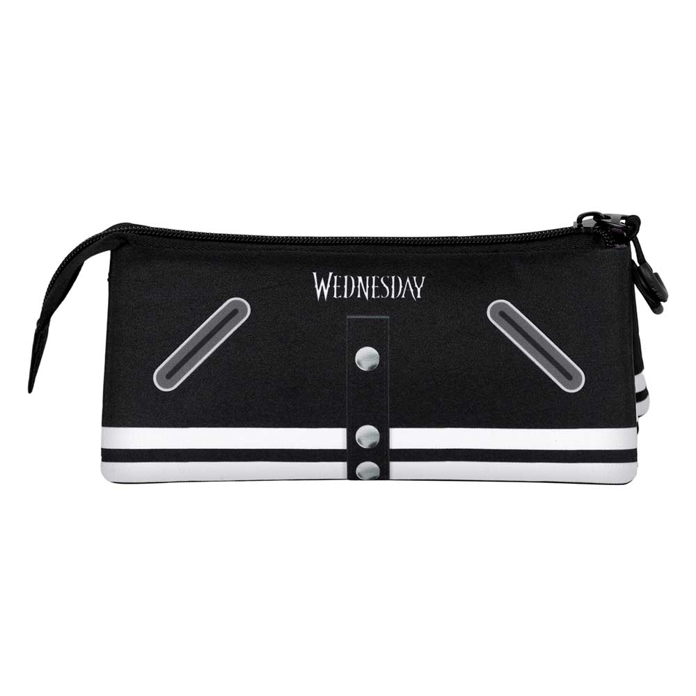 Wednesday Varsity Triple Pencil Case FAN 2.0, Zwart