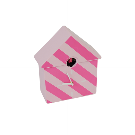 Clock - Cuckoo wall clock - Striped/Pink pattern - 24x27x9cm
