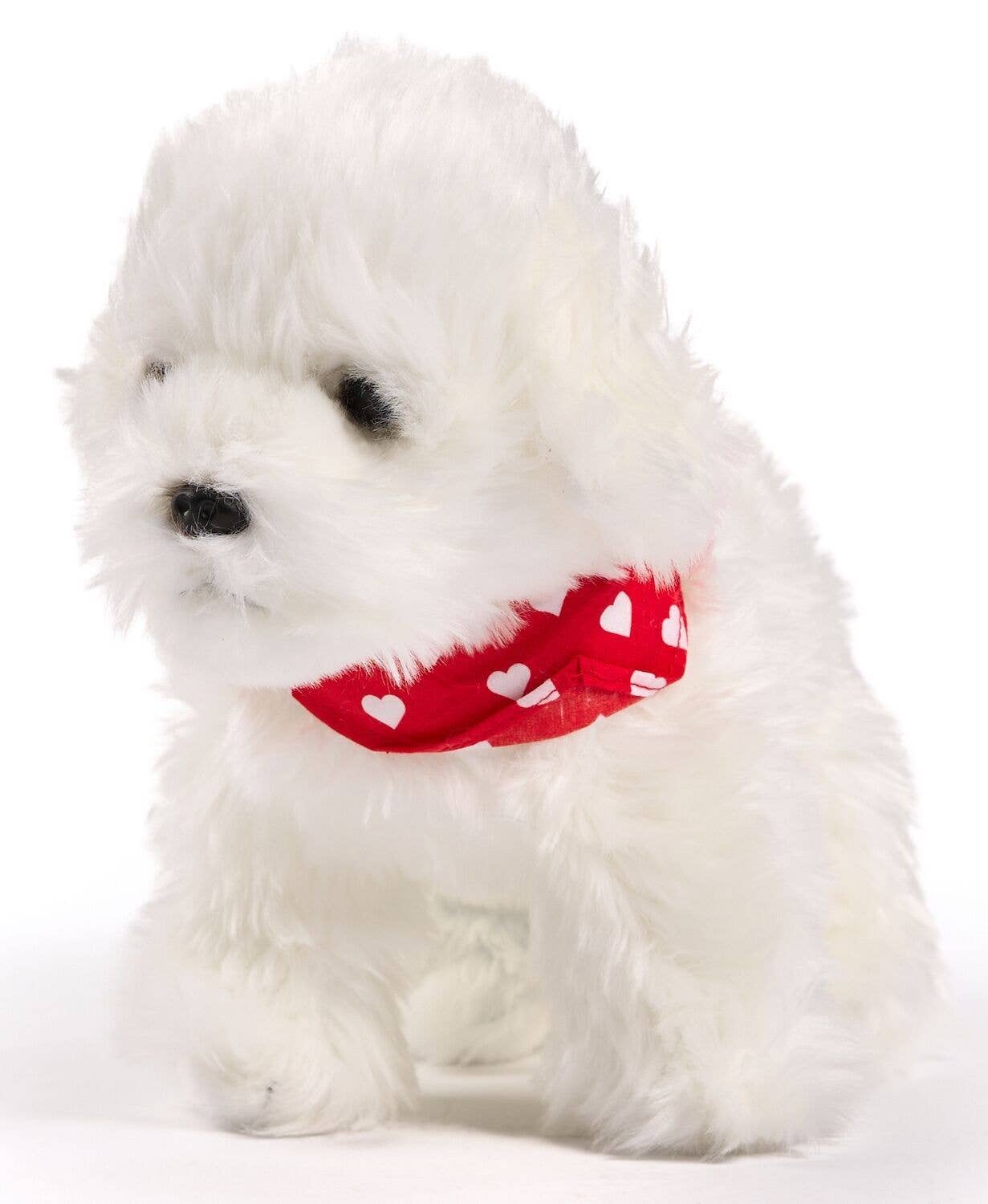 Peluche de bichón maltés de pie - Con pañuelo