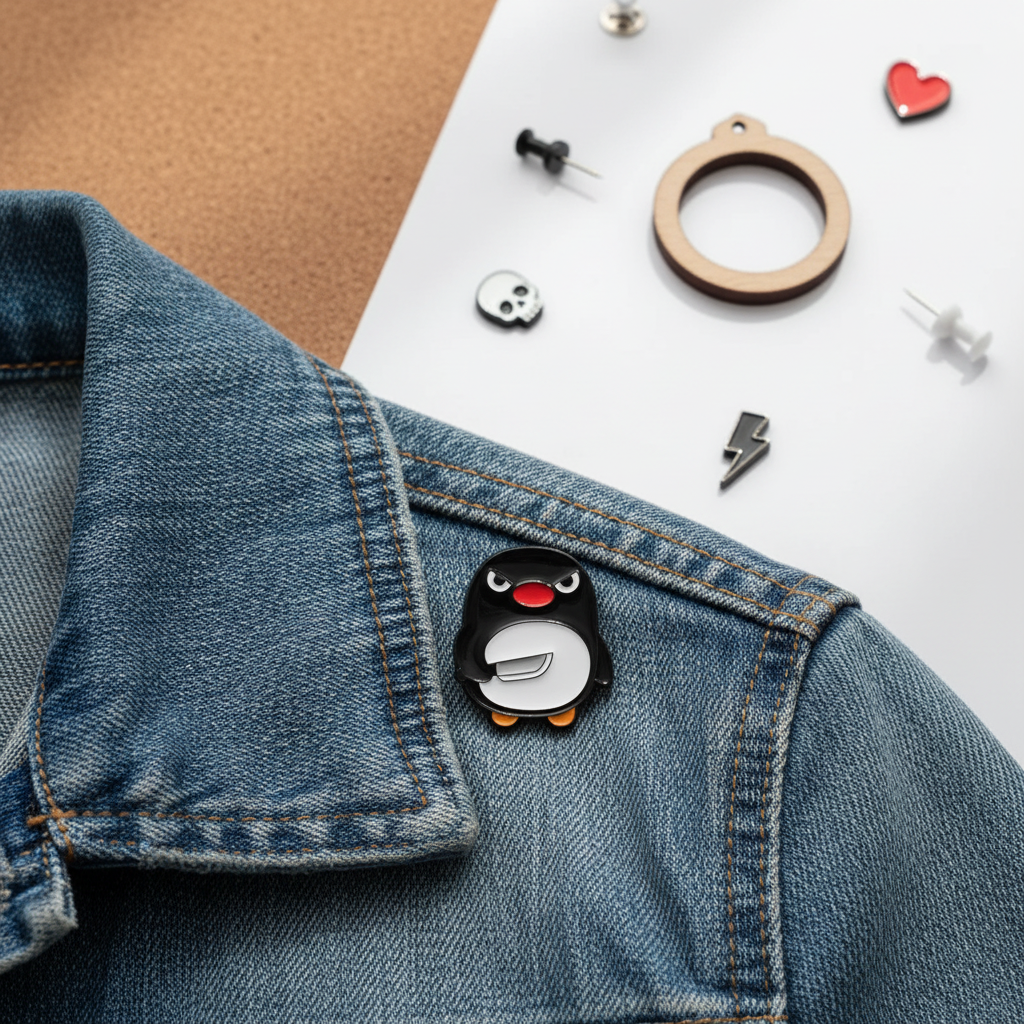 Pingüino con alfiler de cuchillo