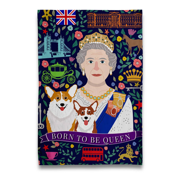 Asciugamano da cucina Queen con corgi "Born to Be Queen"