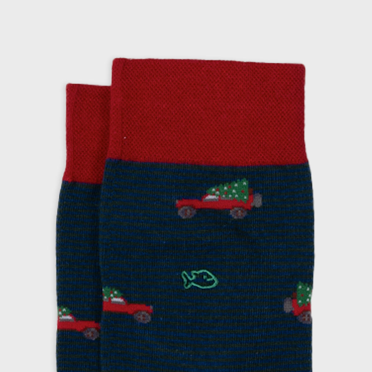 Calcetines de algodón peinado con estampado de jeep navideño