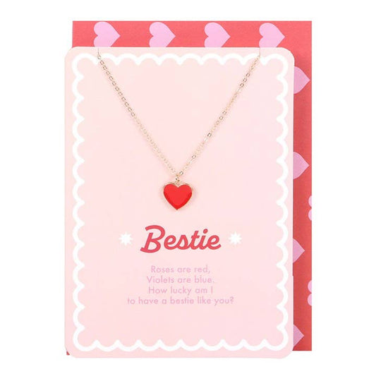 Enamel Heart Necklace Best Friend Valentine's Day Greeting Card