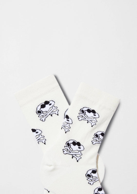 BeSnoopy Skull OffWhite - Chaussettes en coton biologique 100%