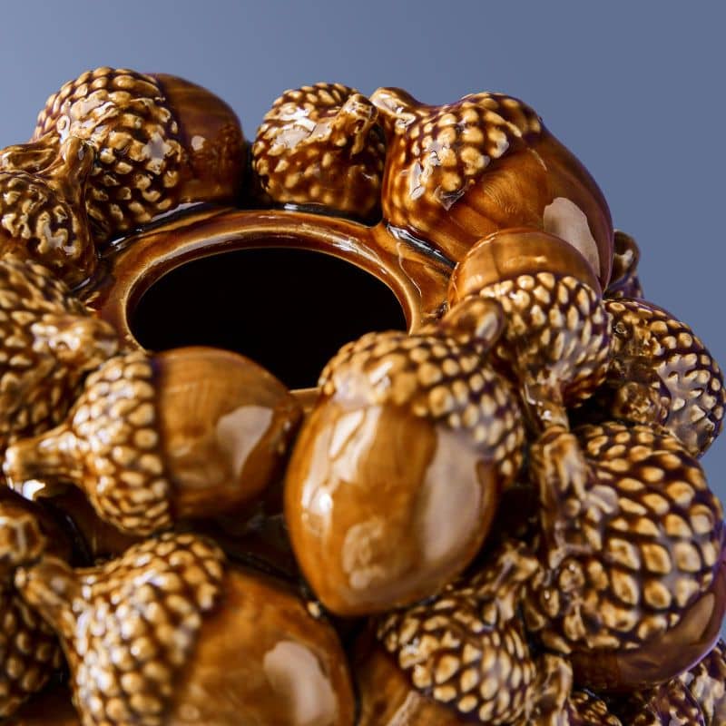 Vaso ghianda, gres marrone, 19 x 19 x 27 cm