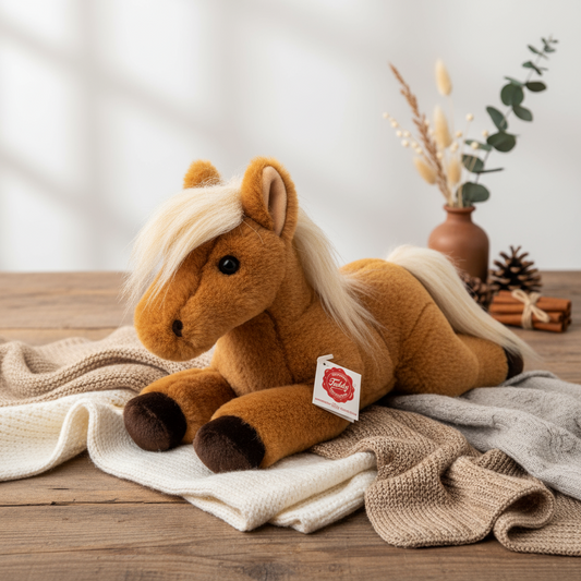 Caballo de peluche tumbado