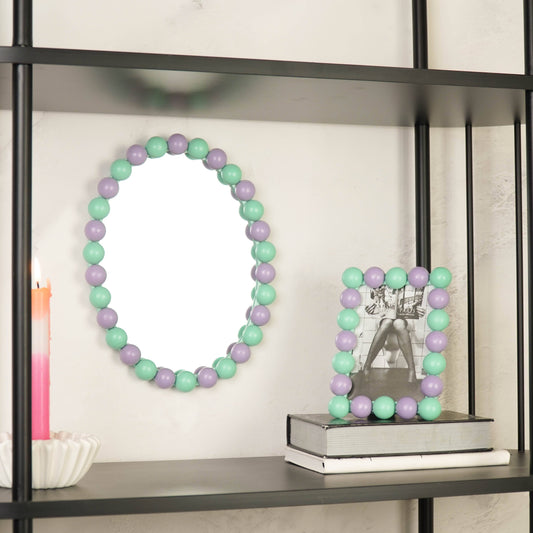 Miroir Ovale Bulles - Menthe/Lilas