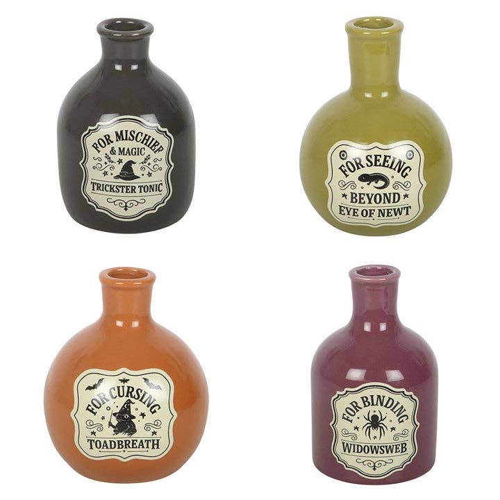 Set of 4 Potion Bottle Vases and Candle Holders for Halloween