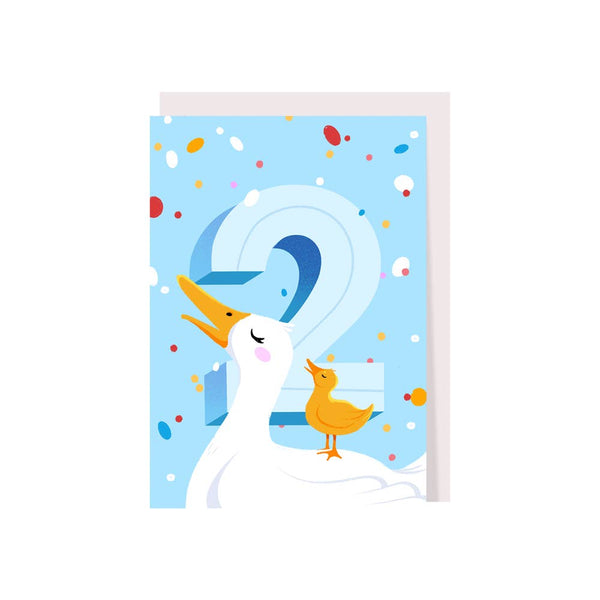 Biglietto di auguri di compleanno per bambini di 4 anni, animali, anatra, biglietto per bambini