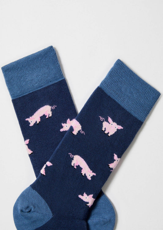 BePig Blue - Chaussettes en coton biologique à 100%