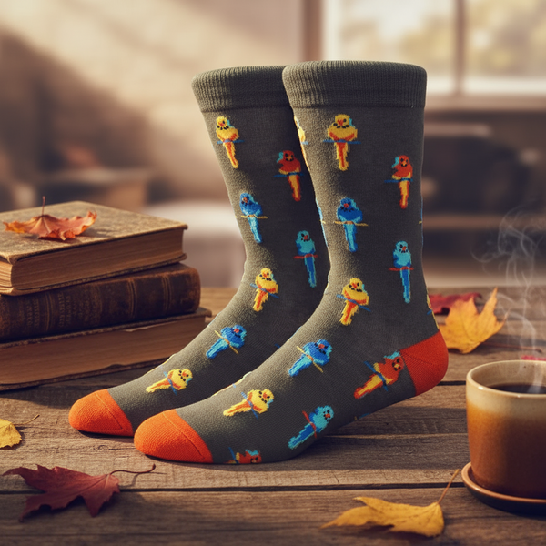 Meias com estampado de papagaio exótico
