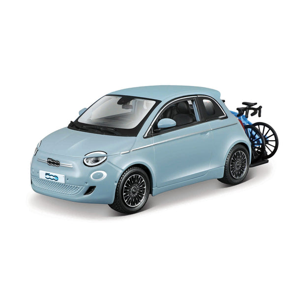 1:24 FIAT 500E EUROTREK WITH BIKE RACK LIGHT BLUE