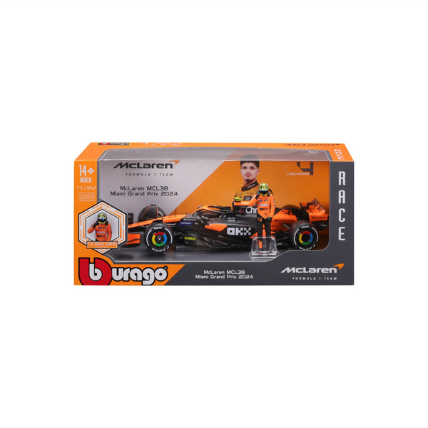 1:24 F1 MCLAREN MCL38 2024 AVEC FIGURINE DU PILOTE NORRIS