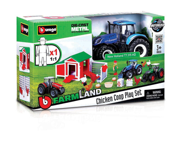 1:43 FARMLAND PLAYSET POULAILLER AVEC TRACTEUR NEW HOLLAND
