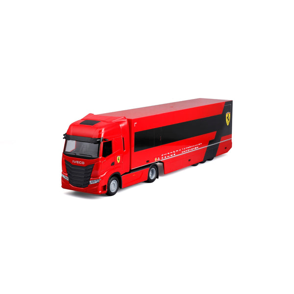 1:43 F1 FERRARI IVECO S-Way 570 RACING TRANSPORTER AVEC UNE VOITURE