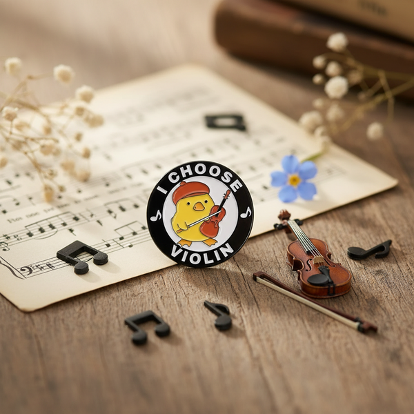 Photo produit - Pin’s Canard Jaune "I Choose Violin"