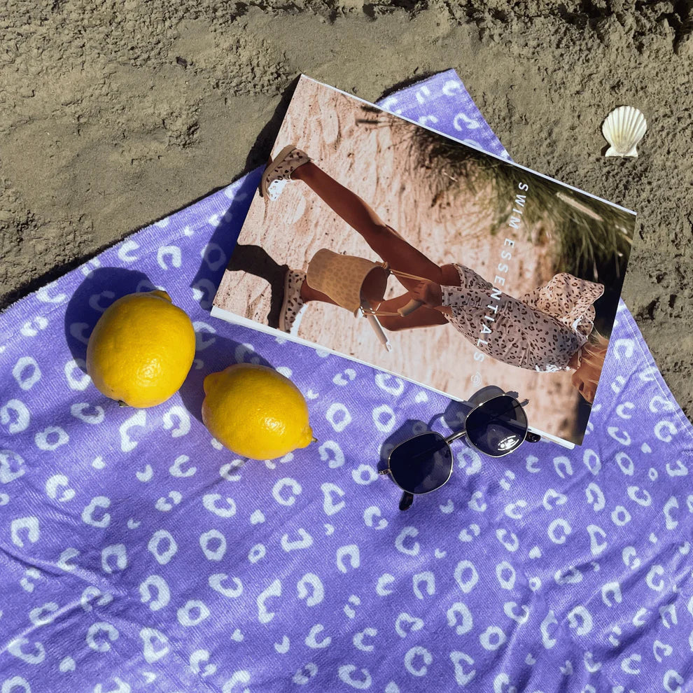 Beach Towel Cotton - Lilac - Leopard - 135 x 65 cm