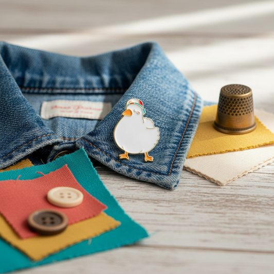 Pin de gorra de pato blanco