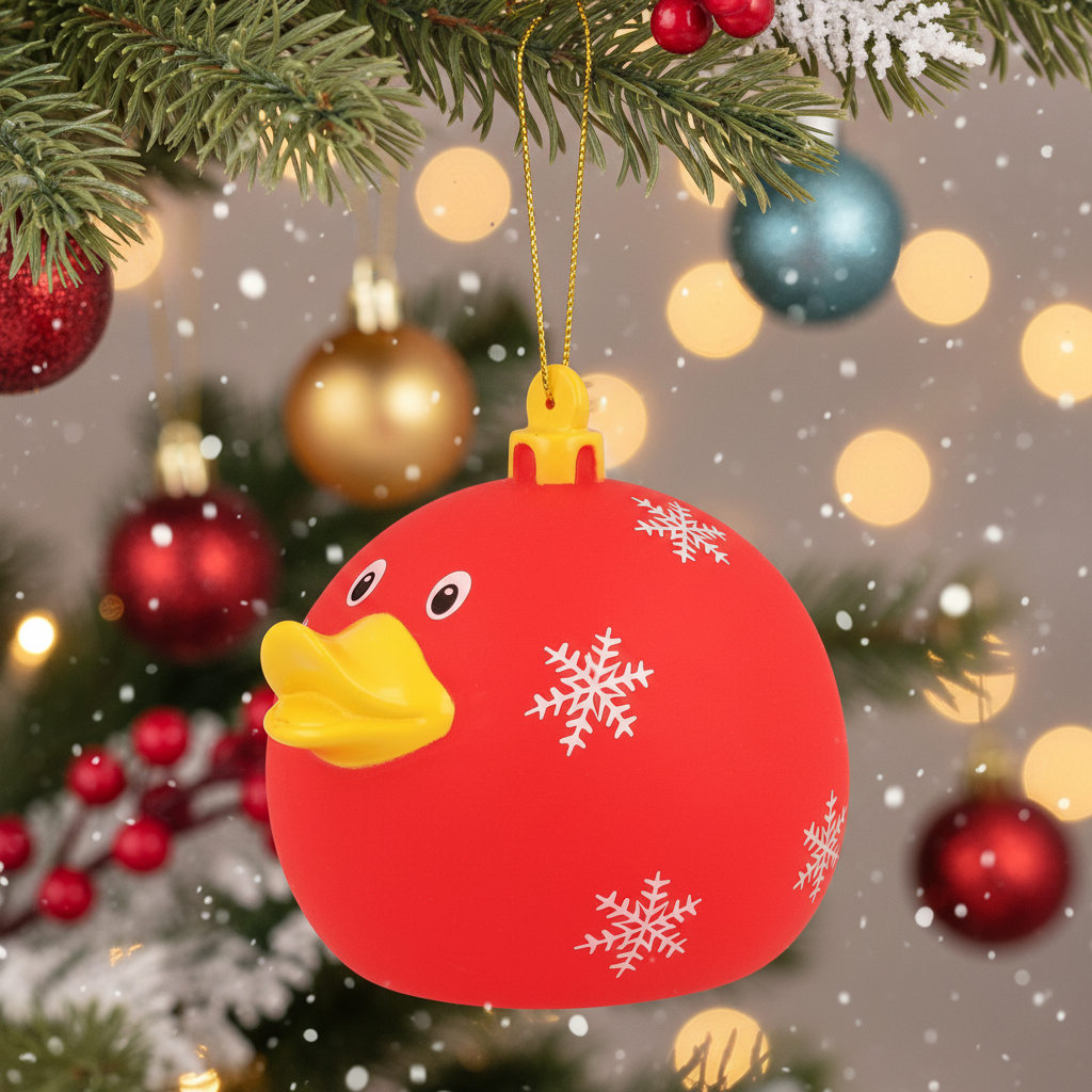 Weihnachtskugel mit roter Ente
