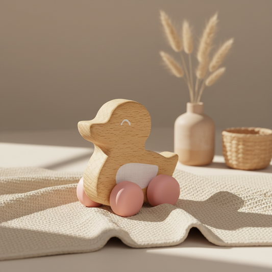 Pato de juguete de dentición rosa