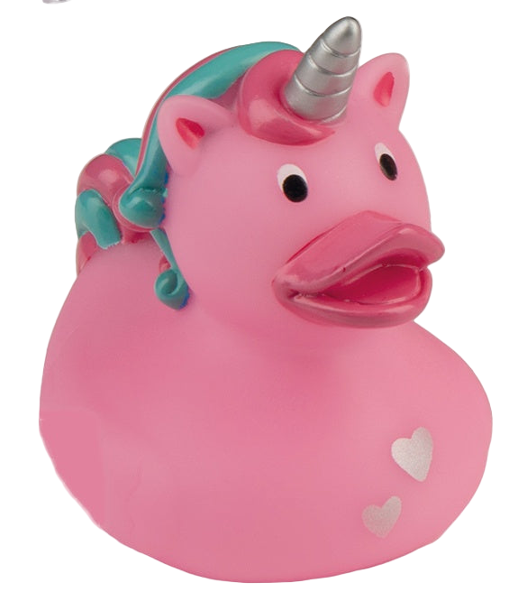Anatra unicorno rosa con cuore