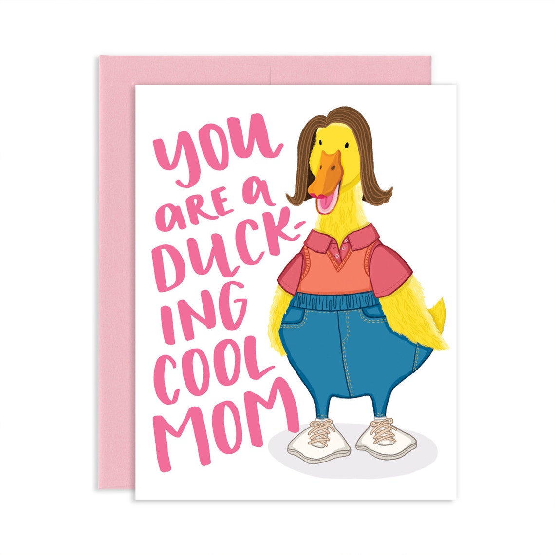 Tarjeta de felicitación de pato mamá