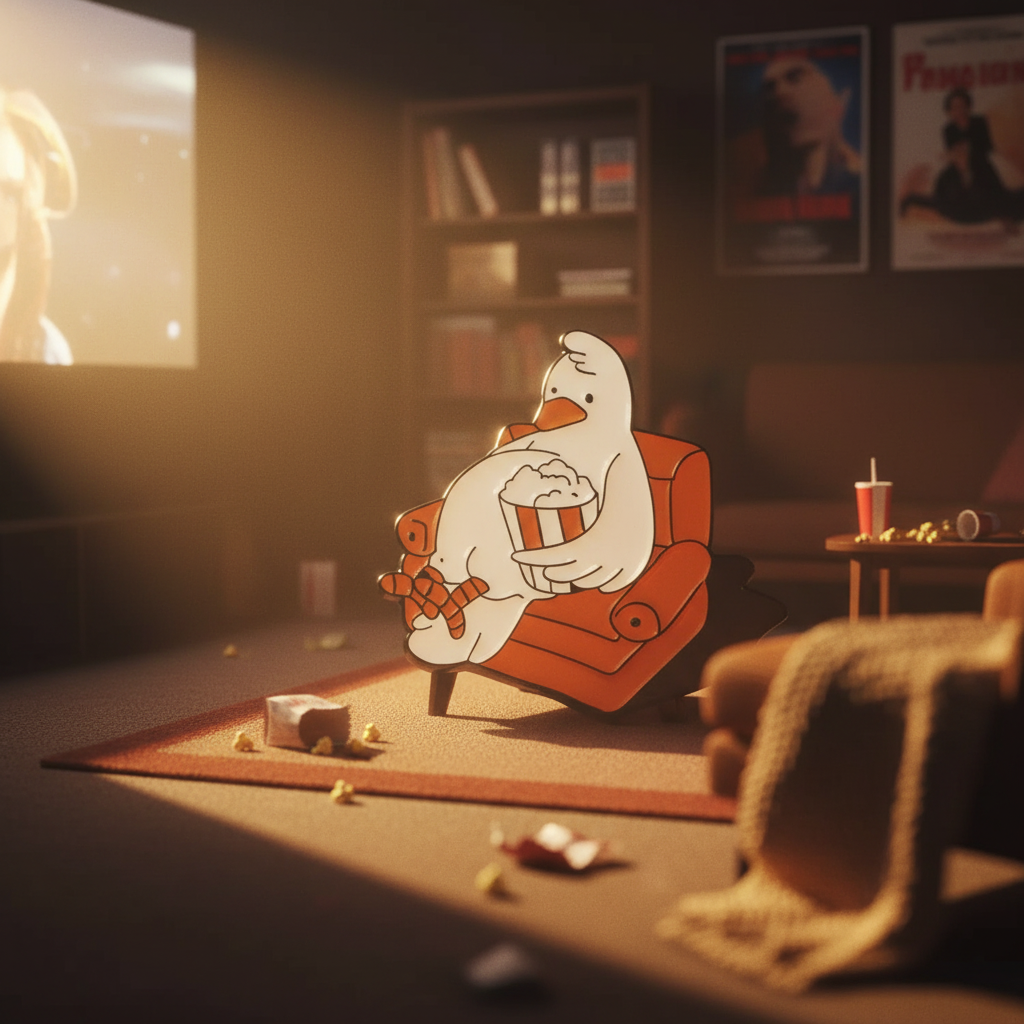 Pin de la película y el relax del pato blanco