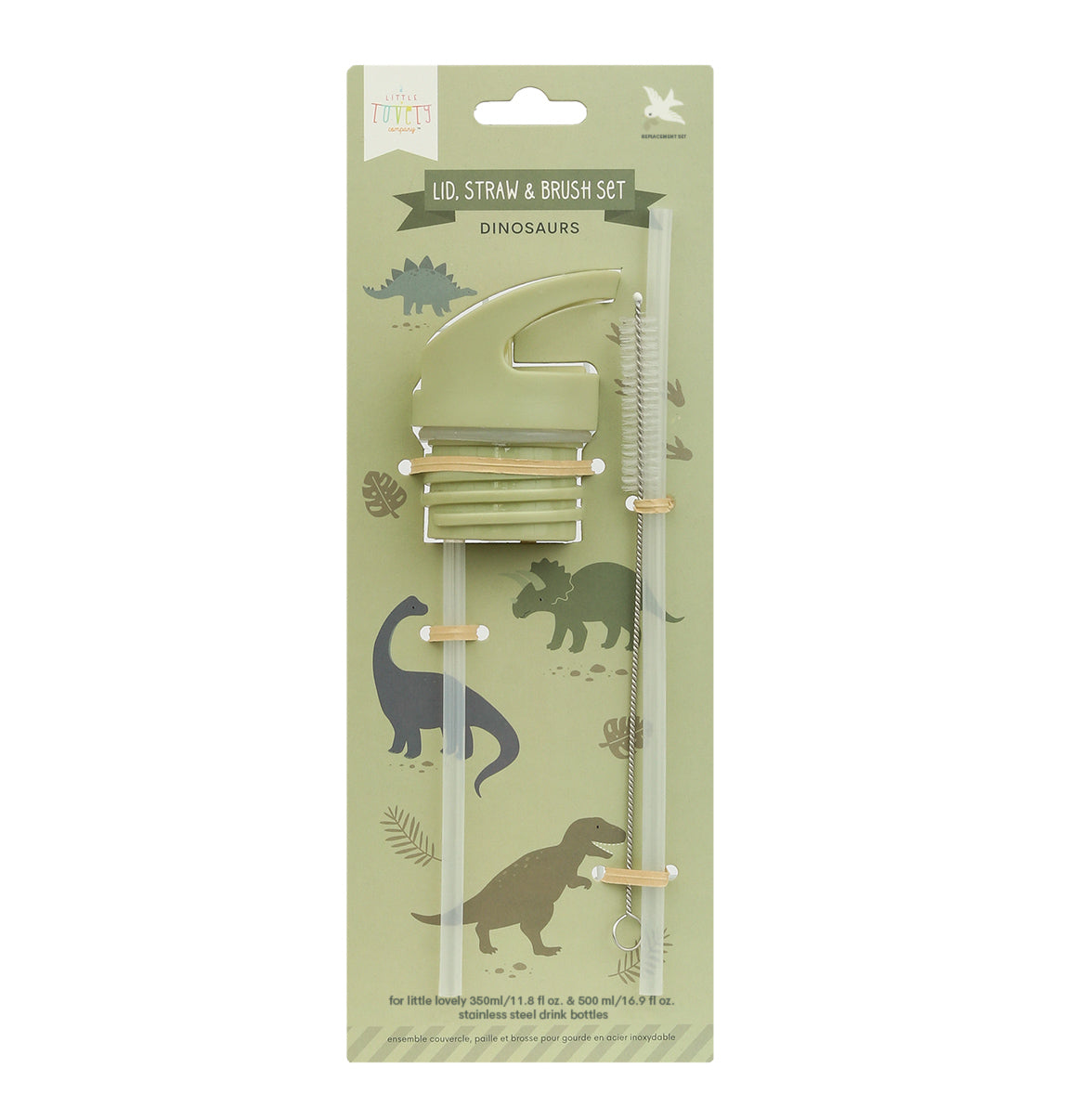 Kit bouchon, paille et goupillon - Dinosaures – vue 2 – A Little Lovely Company