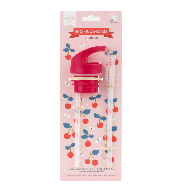 Kit bouchon, paille et goupillon - Cerises – vue 2 – A Little Lovely Company