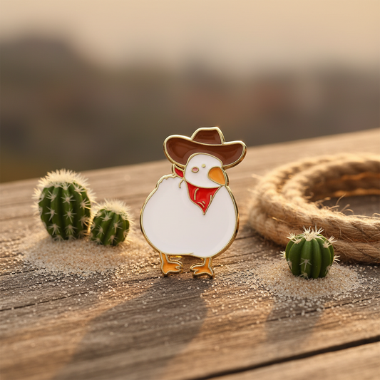 Pin de pato blanco de vaquero