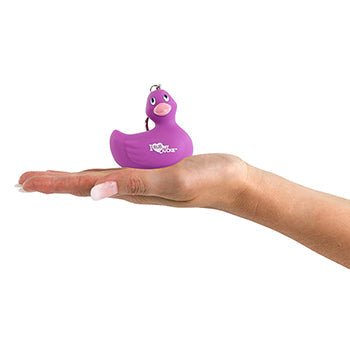 Portachiavi a forma di paperella viola "I Strofina la mia paperella"