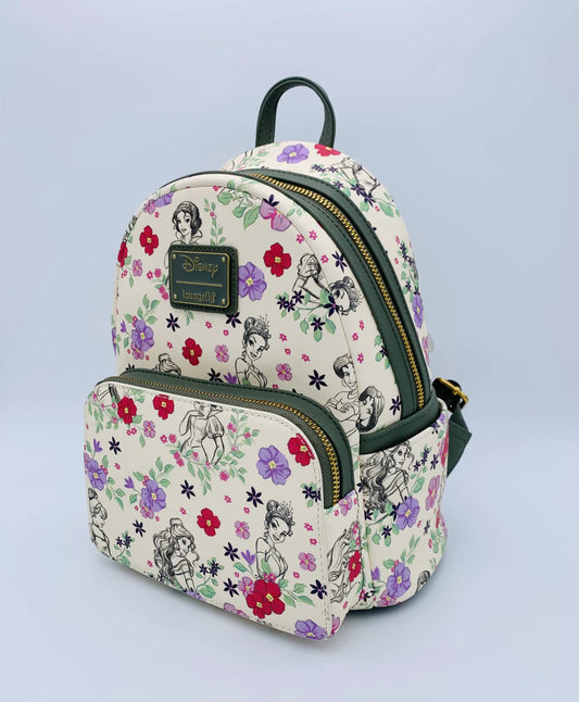 Mochila pequeña de princesa floral con dibujo