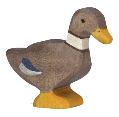 Figura de pato de pie de madera
