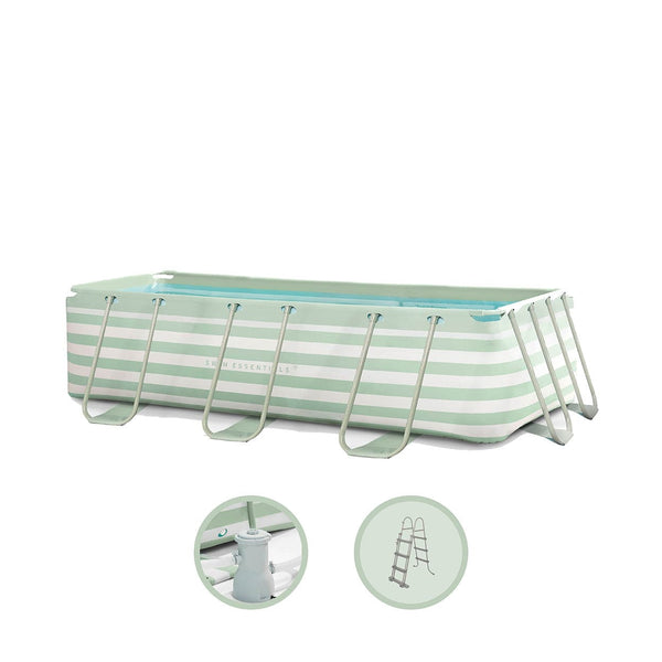 Frame Pool - Green/White - Essence - With Filterpump & Stairs - 400 x 200 x 100 cm