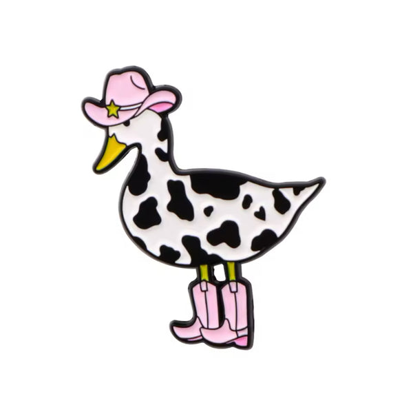 Spilla a forma di anatra da cowgirl