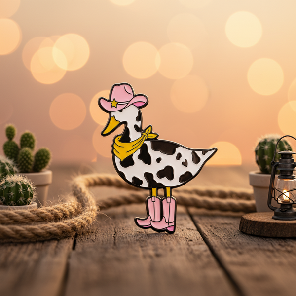 Spilla a forma di anatra da cowgirl