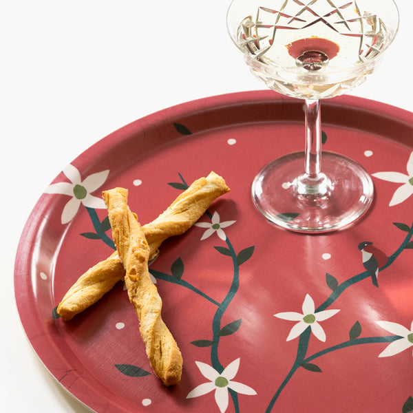 Holiday Flowers Round Serving Tray - 31 cm
