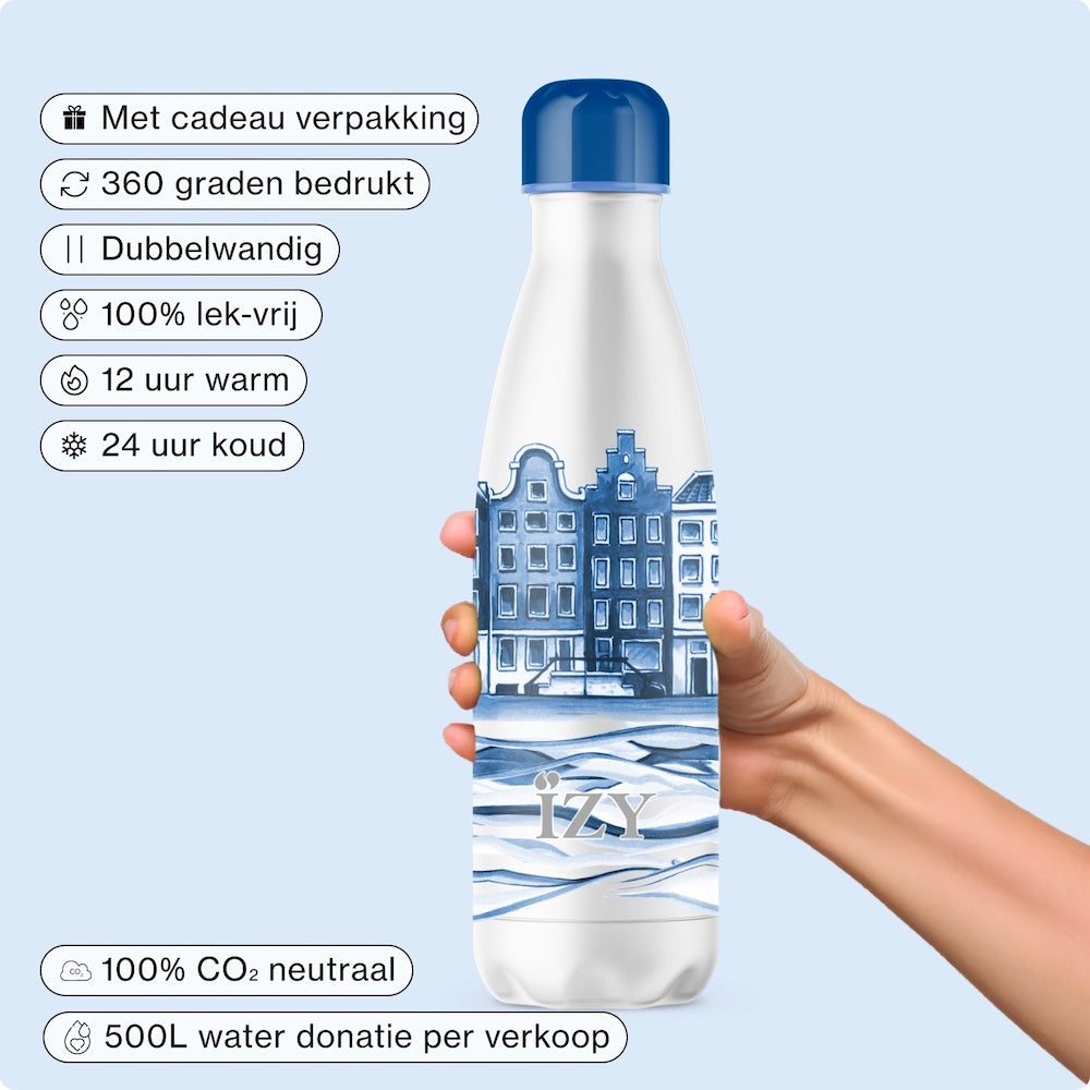 IZY Bottle - Delfts Blue - Plateel - 500ml