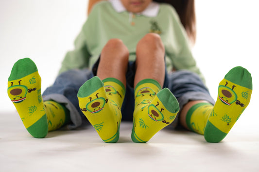 👨👩👧 Family Socks Pack – Dad & Mini Yolk 🍳 + Mom & Mini Avo 🥑