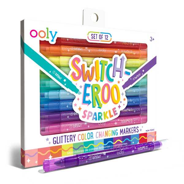 Feutres à changement de couleur pailletés Switch-Eroo – Lot de 12 – OOLY