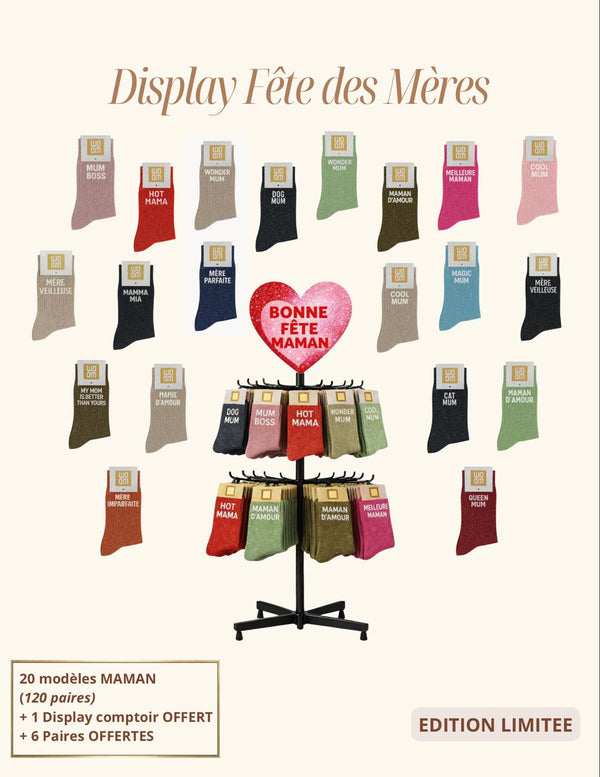 ÉDITION LIMITÉE: Display Chaussettes spécial Fête des Mères DIPLAY + 6 PAIRES OFFERTES