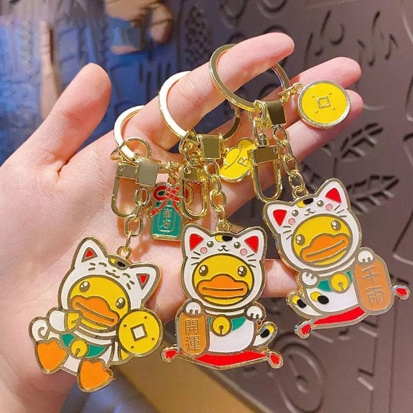 Porte-Clés Canard Chat Chanceux - le Chat Chanceux