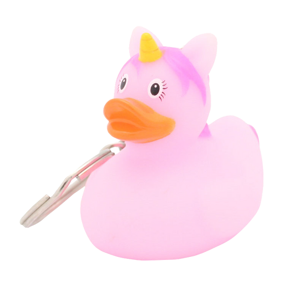 Portachiavi a forma di anatra unicorno rosa