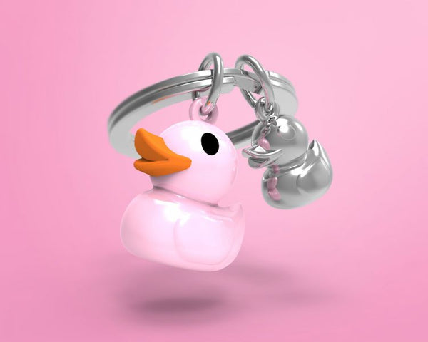 Portachiavi a forma di anatra rosa chiaro