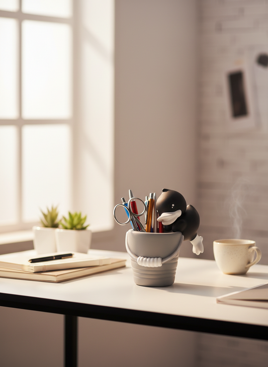 Bote de lápiz de pato negro