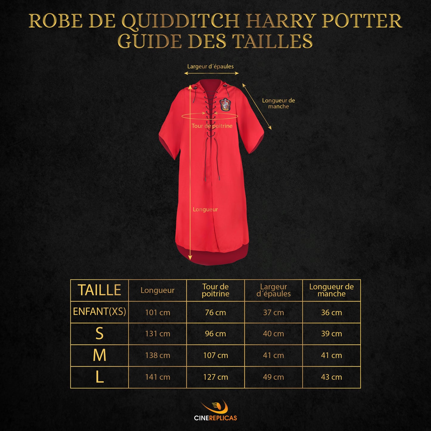 Robe de Quidditch Gryffondor personnalisable