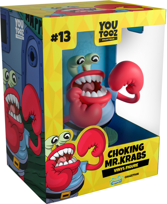bob leponge vinyl figurine choking mr krabs youtooz