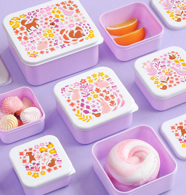Lot de 4 boîtes repas et goûter - Jardin fleuri – vue 2 – A Little Lovely Company