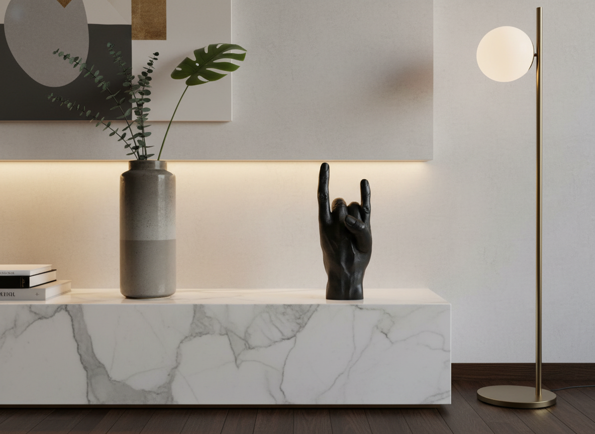 Escultura de mão você rock - preto