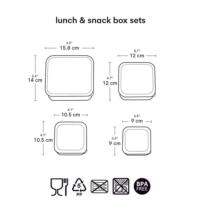 Pack de 4 Boîtes à Goûter et Déjeuner - Ours